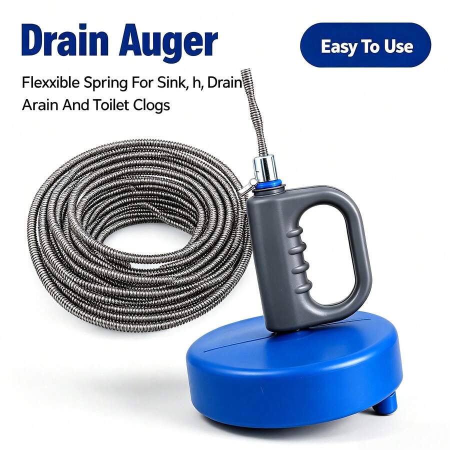 Manual Drain Auger Snake Pipe Cleaner, Flexible Spring Plumbing Clog Remover Tool For Sink, Bathtub, Toilet And Household Drain Clog Removal - A - View 1