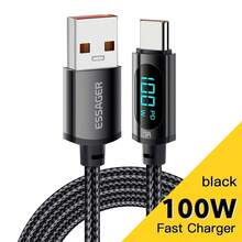 Essager Type C Cable 100W 7A PD Fast Charging Charger USB C With LED Display Cable Data Wire For Laptop Mobile Phone Tablet Nan - Black - View 9