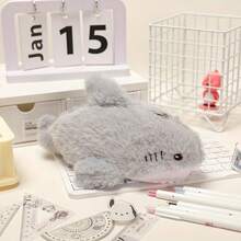 1/3pcs Exquisite Soft Large Capacity Zipper Pencil Case, Multi-Functional Stationery Storage Bag, Student Style Organizer Bag Suitable For Teenagers, School, Office, Travel Gift - Shark - View 1