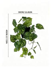 17.72in Artificial Pothos Hanging Plant In Pot, Lifelike Trailing Vine Greenery, Real Touch Faux Green Plant For Indoor Outdoor Home Decor - Multicolor - View 3
