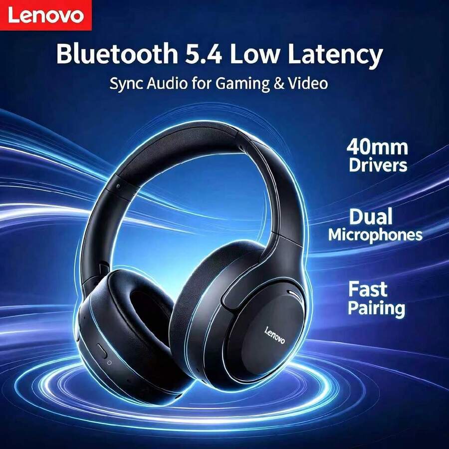 Lenovo EB325 蓝牙耳机,真无线游戏耳机,Hi-Fi 深沉低音音乐耳机,运动降噪耳机 - 黑色 - 查看 1