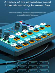 USB External Live Sound Card Audio Mixer, 800mAh Podcast Live Sound Card, Multiple Sound Effects Voice Changing Mini Sound Mixer Board For Live Streaming Gaming Home KTV Singing Audio Interface Podcast Studio Sound Card - Multicolor - View 9