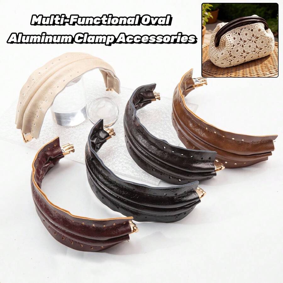1pc Versatile Oval Bag Clasp With Snap Fastener, Craft Accessory For Mesh, Woven & Handbag Projects, Practical Hardware For Wallet Creation, Perfect C - Multicolor - View 1