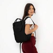 W WINGS Compact Cabin Backpack With 14" Laptop Pocket | Everyday City Bag With USB Port, A4 Space And Luggage Strap - Black - View 4