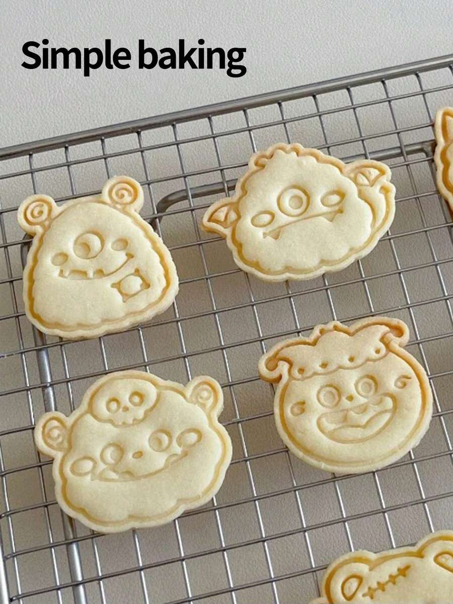 1 buah Cetakan Kue Bertema Monster Halloween. Cetakan Kue Pola Monster Kartun yang Menyenangkan. Alat Memanggang Dapur untuk Orang Tua dan Anak. Pemotong Kue PLA Cetak 3D