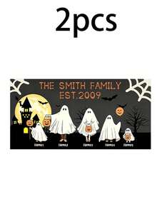 Custom Ghost Family Tabletop Sign, Spooky Halloween Room Desk Decor, Personalized Name Plaque For Shelf Mantel, Haunted House Accent, Customized Holiday Decoration, Customizable Name Family Gift, Room Decor, Halloween Gift, Gift For Family And Friend - Style a - View 10