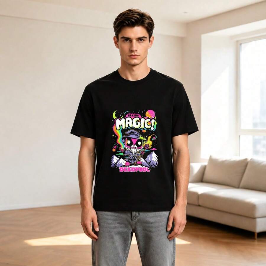 Sport Casual Trending Unisex Loose Tee Sweat-Wicking Printed Design Light Workout Daily Wear - 小 PPP - 查看 1