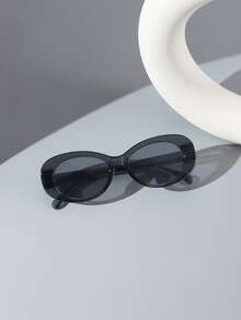 1 PC Men's Oval Fashion Glasses Classic Solid Color PC Frame Soft Tinted Lens Casual Versatile Lightweight For Vacation Outing With Glasses Box - Multicolor - View 7
