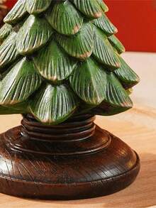 1pc Resin Christmas Tree Decor, Suitable For Office Desk Or Windowsill, Resin Home Decor Accessory, Christmas Tree Shaped Candle Holder, Small Round Candle Decoration, Suitable For Theme Parties, Restaurants And Christmas Celebrations - A - View 6