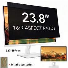 Privacy Screen For Computer Monitor Film 23.8-Inch 16:9 Aspect Ratio Width 527mm, Height 297mm ; Anti Spy/Bule Light/Glare Film , 2 Install Ways Removable For Office, Airport, Cafe And Other Public Area Diagonal 23.8 Inches Laptop Eye Protection Film - View 1