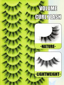 10 Pairs Of Natural False Eyelashes - Transparent Eyelash Base, Cat Eye Style, Perfect For Beginners To Create Perfect Eye Makeup, Suitable For Daily Wear, Holiday Parties, Friend Gatherings, Eyelashes, False Eyelashes - Black - View 8