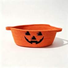 1 giỏ đựng đồ chủ đề Halloween, phong cách lễ hội, đan dây thừng chặt, miệng hở, có 2 tay cầm, in mặt bí ngô, phù hợp trang trí tiệc, đồ trang trí bàn, đựng đồ thủ công, lưu trữ vật dụng nhỏ cho nhà bếp và gia đình - trái cam - Xem 7
