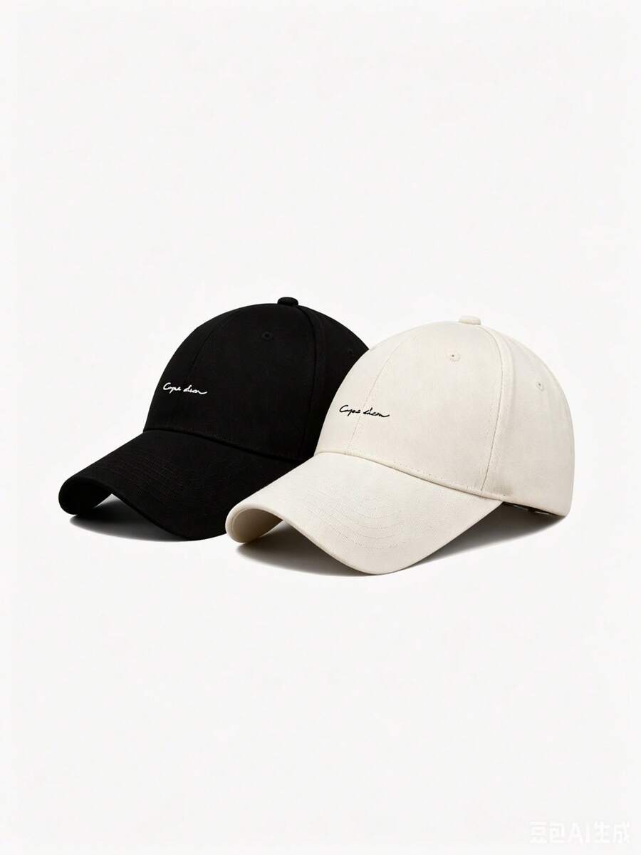1pc Men's Minimalist Casual Printed Letter Adjustable Baseball Cap, Suitable For Daily Wear - Black + Beige - View 1