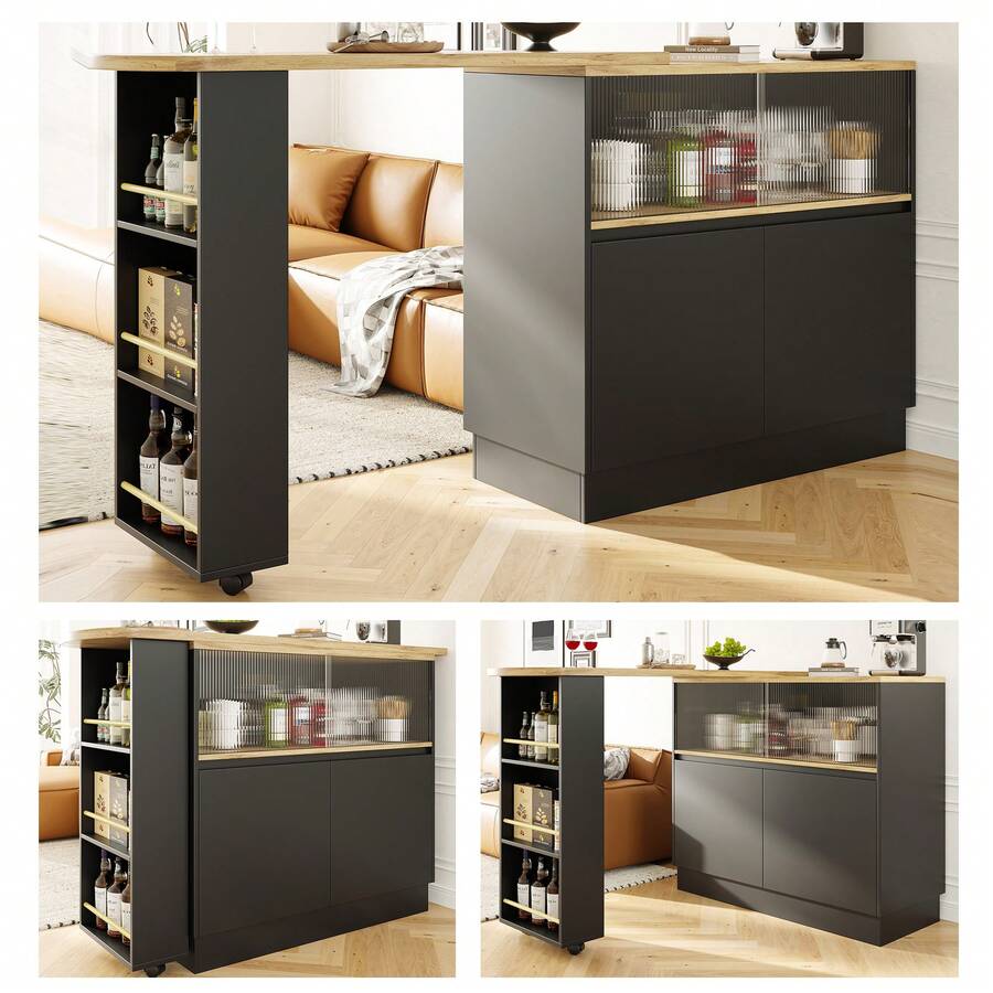Sideboard Roterar 360° Svart - Multifunktionell Förvaring - Svart - Visa 1