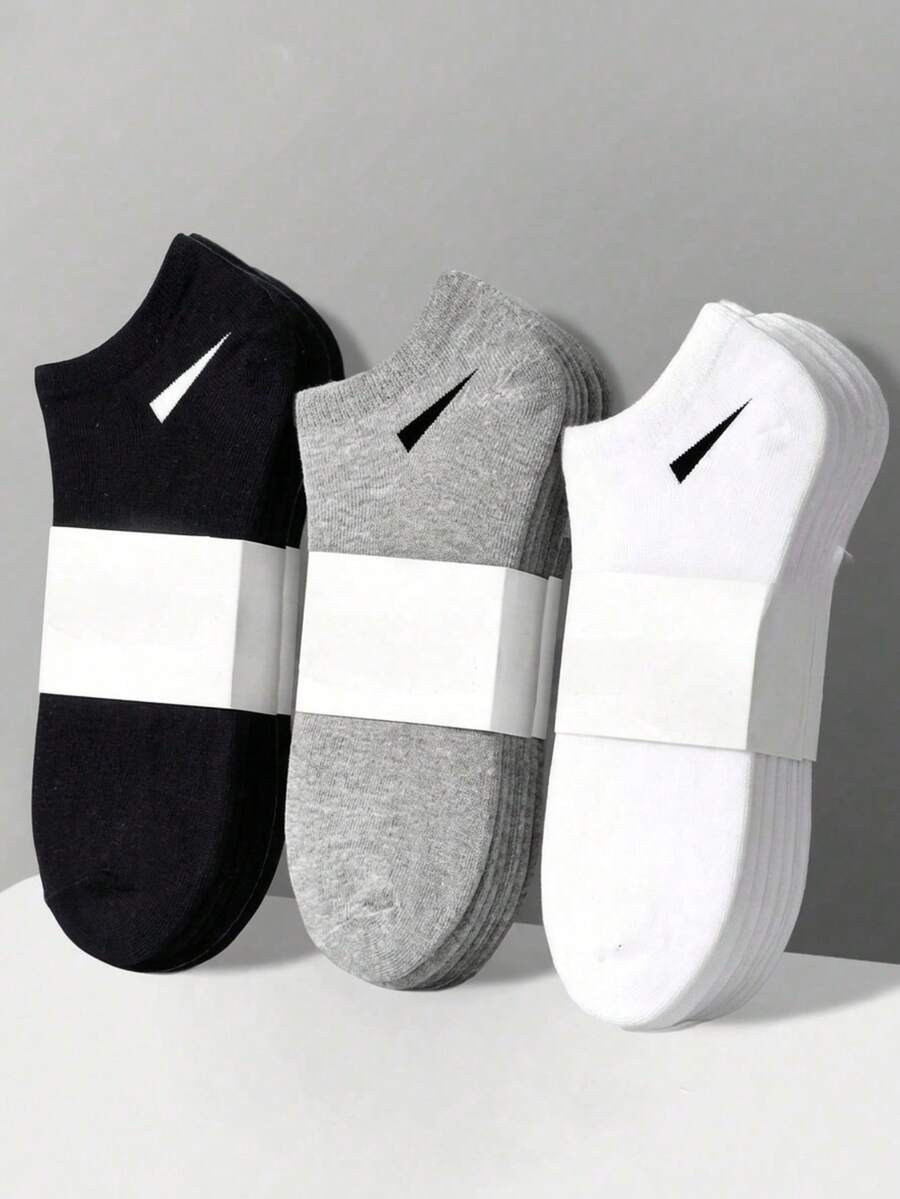 Unisex Sports Socks (30/10 Pairs), Including White/Black/Grey Short Socks, Comfortable Diagonal Striped Ankle Socks, Moisture-Wicking And Breathable, Simple Versatile Solid Color Fashion Socks, Couple Boat Socks, Suitable For Daily Casual Wear, All-Day Comfort Experience