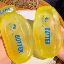 1pc Transparent Butter Squeeze Toy, TPR Non-Rebound Simulation Prank Toy, Realistic Semi-Transparent Yellow Oval With Print, Stress Relief Desk Toy, Christmas Gift Halloween Holiday Stocking Filler, Random Style, Soft Cute Blind Box - Multicolor - View 1