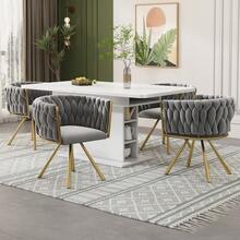 Set Of 4 Dining Chair Space Grey Gold Velvet - 灰色 - 查看 1