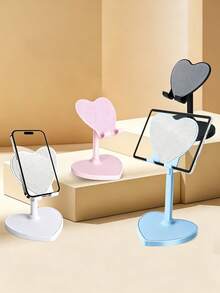 1pc Heart-Shaped Phone Stand, Adjustable & Extendable Multi-Function Phone Holder, Suitable For Desk, Perfect For Watching Movies/Live Streams Lazily In Dorm, Women's Gift, Plastic Material, Phone Accessory, Office Desk Accessory, Phone Stand - Stand - View 2