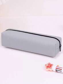 Solid Color Round/Rectangular Oxford Cloth Pencil Case, Minimalist Zipper Stationery Bag, Large Capacity Pencil Box, Portable Storage Tube, Durable Storage Bag - Multicolor - View 16