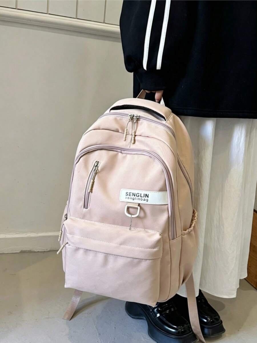 2026 Summer New Korean Style Minimalist Solid Color Daily Commute Back To School Lightweight Large Capacity Nylon Backpack - Multicolor - View 1