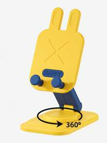 1pc Kawaii Rabbit Ear Desktop Phone Stand, 360° Rotatable Foldable Height‑Angle Adjustable Cell Phone Holder, HAPPY Letter Embossed Anti‑Slip Tabletop Bracket, Multi‑Color Cute Desk Phone Accessory, For Video Watching Video Call Office Daily Use - Multicolor - View 9