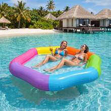 PVC Hexagonal Mesh Water Floating Mat, Color‑Block Inflatable Pool Floating Lounge For Outdoor Water Leisure Relaxation - Multicolor - View 4