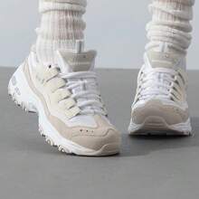 Skechers Sepatu Sneakers Kasual Wanita D'LITES Classic Platform Peningkat Tinggi untuk Perjalanan Sehari-hari, Sepatu Panda, Sepatu Ayah - Putih pucat - View 2