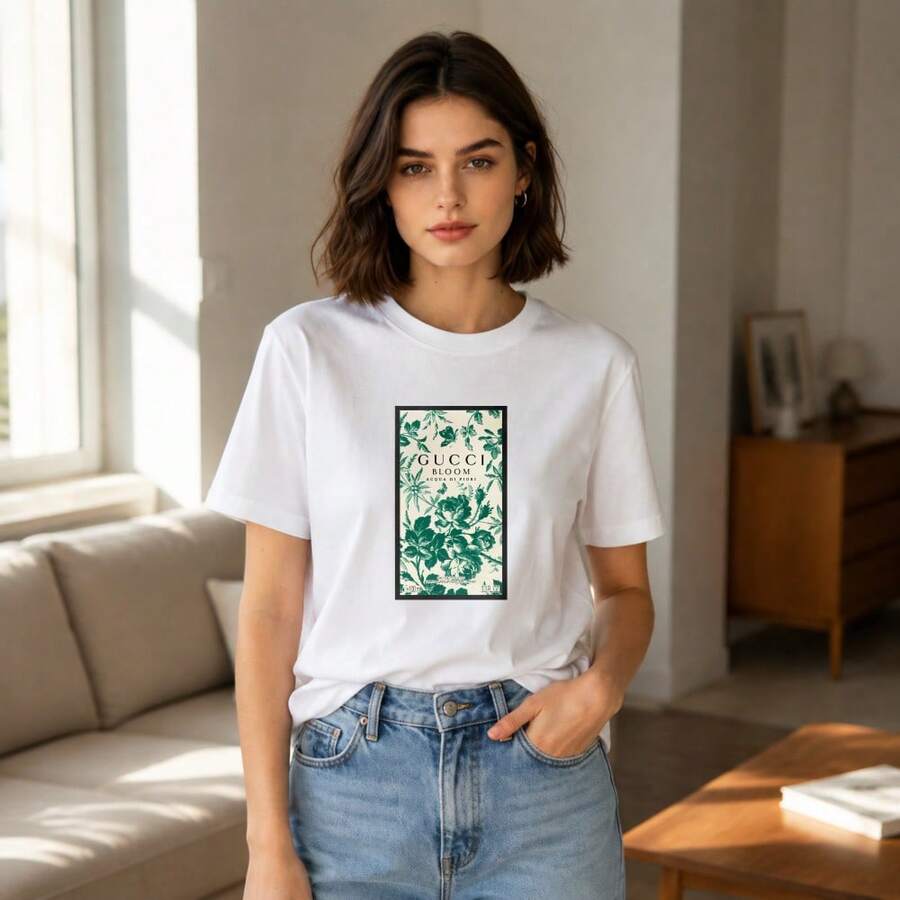 Luxury Vintage Classic Retro Heraldic Weave Ornament Unisex Printed Tee Soft Cotton Commute Daily Shirt - 白色 - 查看 1