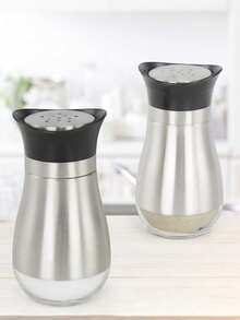 1pc Glass Bottom Salt And Pepper Shaker With Lid, Refillable, Suitable For Cooking, Dining Table, RV, Camping, BBQ, Kitchen Gadget - Multicolor - View 8