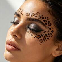 3pcs Leopard Print Temporary Face Tattoo Stickers, Sexy Adult Women Leopard Pattern Tattoo Stickers, Suitable For Halloween, Cosplay, Party, Festival And Other Occasions - Multicolor - View 3
