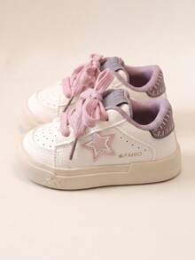 1 Pair 2026 New Colorblock Star Children's Sports Shoes, Retro Casual Patchwork Design, Energetic & Lively Style, Suitable For School Wear - Purple - View 8