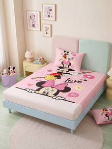 South Life Disney 1件裝迪士尼卡通印花貼身床單床墊套，粉色秋季床上用品，床墊保護套，柔軟舒適溫馨透氣防皺，可機洗，單人/雙人/加大/特大尺寸，不含枕頭與枕套，臥室裝飾，聖誕禮物 - 彩色 - 查看 7