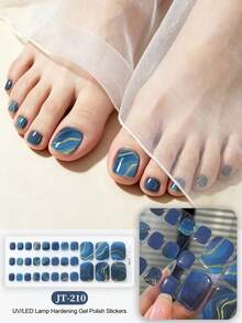 Stiker Kuku Kaki Gel Semi-Kering Musim Panas, Desain Kilauan Berkilau, Stok Tersedia Grosir, Tahan Air & Tahan Lama - Navy Blue - View 8