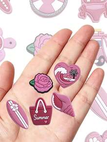 12pcs Sweet Pink Girls Beach Shoes Accessories, Cute Beach Theme Design, Perfect Gift For Girlfriend And Classmates - Multicolor - View 6