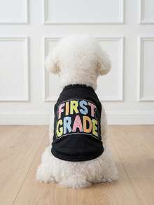 LUCKIE PAL 1pc FIRST GRADE Slogan Print Tank Top, Anti-Flea Base Layer Pet Dog Clothes, Fashionable Vest Suitable For Chihuahua Small Dogs And Cats, Indoor And Outdoor - Multicolor - View 5