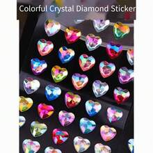 Heart Shape Rhinestone Stickers Self Adhesive, Multi Colors Blue White Red Pink Purple Mixed Crystal Gem Stickers For DIY Crafts Phone Case Scrapbooking Kids Handmade Decor - Multicolor - View 3