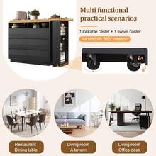 Expandable Bar Table With Storage - Black Sideboard For Bar Or Kitchen - Black - View 10