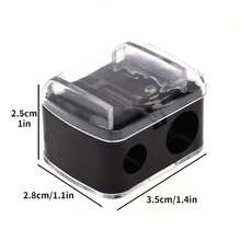 1pc Dual-Hole Precision Pencil Sharpener, Also Suitable For Eyebrow Pencil, Lip Liner, Eyeliner And Other Pencils, Perfect As A Gift Or Essential School Supply - Black - View 7