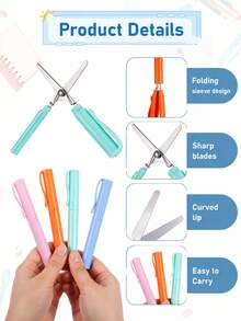 4pcs/Set 2-In-1 Foldable Scissors, Mini Folding Art Scissors, Portable Multi-Function Scissors, Suitable For Embroidery, Fine Paper Cutting, Thread Trimming, Office And School Supplies - Pen-Style Design, Suitable For Handicrafts, DIY Projects And Daily Use, Sewing Supplies, Creative Stationery, Back To School Essentials (1/4pcs) Optional - A - View 3