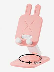 1pc Kawaii Rabbit Ear Desktop Phone Stand, 360° Rotatable Foldable Height‑Angle Adjustable Cell Phone Holder, HAPPY Letter Embossed Anti‑Slip Tabletop Bracket, Multi‑Color Cute Desk Phone Accessory, For Video Watching Video Call Office Daily Use - Multicolor - View 12