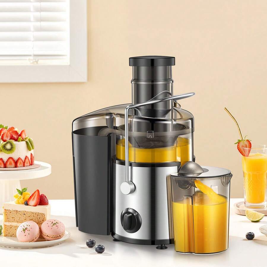 500W Centrifugal Juicer Machine, Extra Wide Mouth Feed Chute Juice Extractor, Stainless Steel Countertop Juicer, Easy To Clean Fruit & Vegetable Squeezer - US A Type Plug(110-127V) - View 1