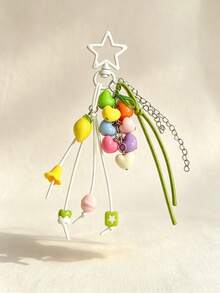 1 pieza Accesorio de mochila de cuerda trenzada de colores, colgante de bolso con forma de corazón para niña - Multicolor - Ver 3