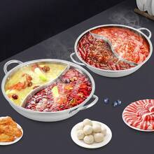 GDAE10 28cm Edelstahl Hot Pot, Dual Shabu, Küche Hot Pot Kochen Suppe Divider Shabu Topf Kochgeschirr aus Edelstahl, für Induktionsherde Gasherde und Backöfen a nice gift for friend - Übersicht 7