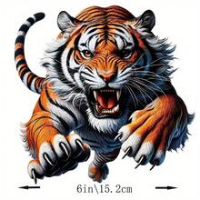 2D Flat, 2D Flat Stickers With A Tiger Charging Towards You. For Car Motorcycle Laptop Phone Cup Smooth Surfaces Decor - A - View 2