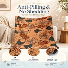 Autumn Harvest Throw Blanket, Watercolor Pumpkin Sunflower Maple Leaf Wheat Berry Pattern Flannel Blanket, Super Soft Lightweight Decorative Plush Blanket, Suitable For Sofa, Armchair And Bed, Thanksgiving And All Year Round, Create Cozy Home Atmosphere - Multicolor - View 4