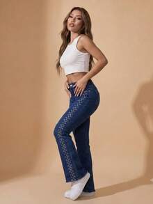 pthirillo Women Jeans - 側面飾有水鑽條紋 - 查看 8