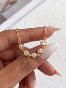 1 dây chuyền Moissanite mặt dây chuyền hình sao lục giác quỹ đạo độc đáo, phù hợp cho nữ đeo hàng ngày và làm quà tặng - Dây chuyền moissanite kim cương hình lục giác - Xem 2