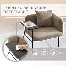 Modern Single Armchair With Comfortable Fabric Backrest And Two Storage Compartments, Complemented By A Practical Side Table. This Minimalist Side Table With Storage Features A Sturdy Metal Rack, 73 X 73 X 27 Cm - Multicolor - View 4