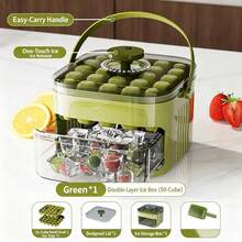 Press-Type Ice Cube Tray, Home Refrigerator Square Ice Cube Maker Box With Ice Scoop, Portable DIY Ice Cube Mold, New Non-Contact Ice Cube Mold - Multicolor - View 12