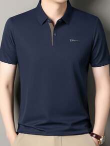 Pro Man Wardrobe Wrinkle-Free Adhesive Anti-Wrinkle Cooling Short Sleeve Polo Shirt, Casual Business Commute Wear - Navy Blue - View 3